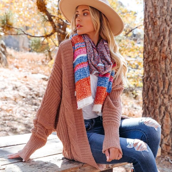 JENESIS STRIPED SCARF - ORANGE COMBO - Picture 4 of 4